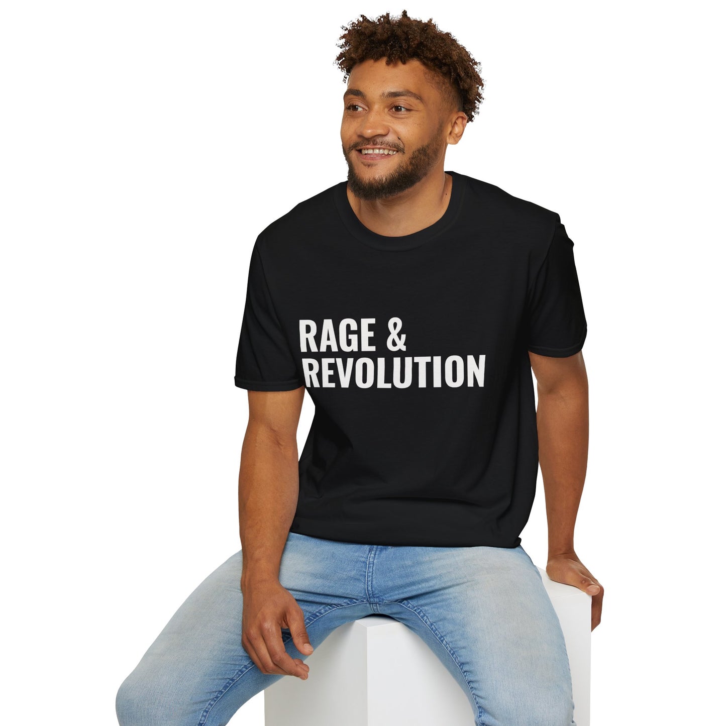 Rage & Revolution T-Shirt — Bold Political Slogan Tee with Coup d'Etat Back Accent
