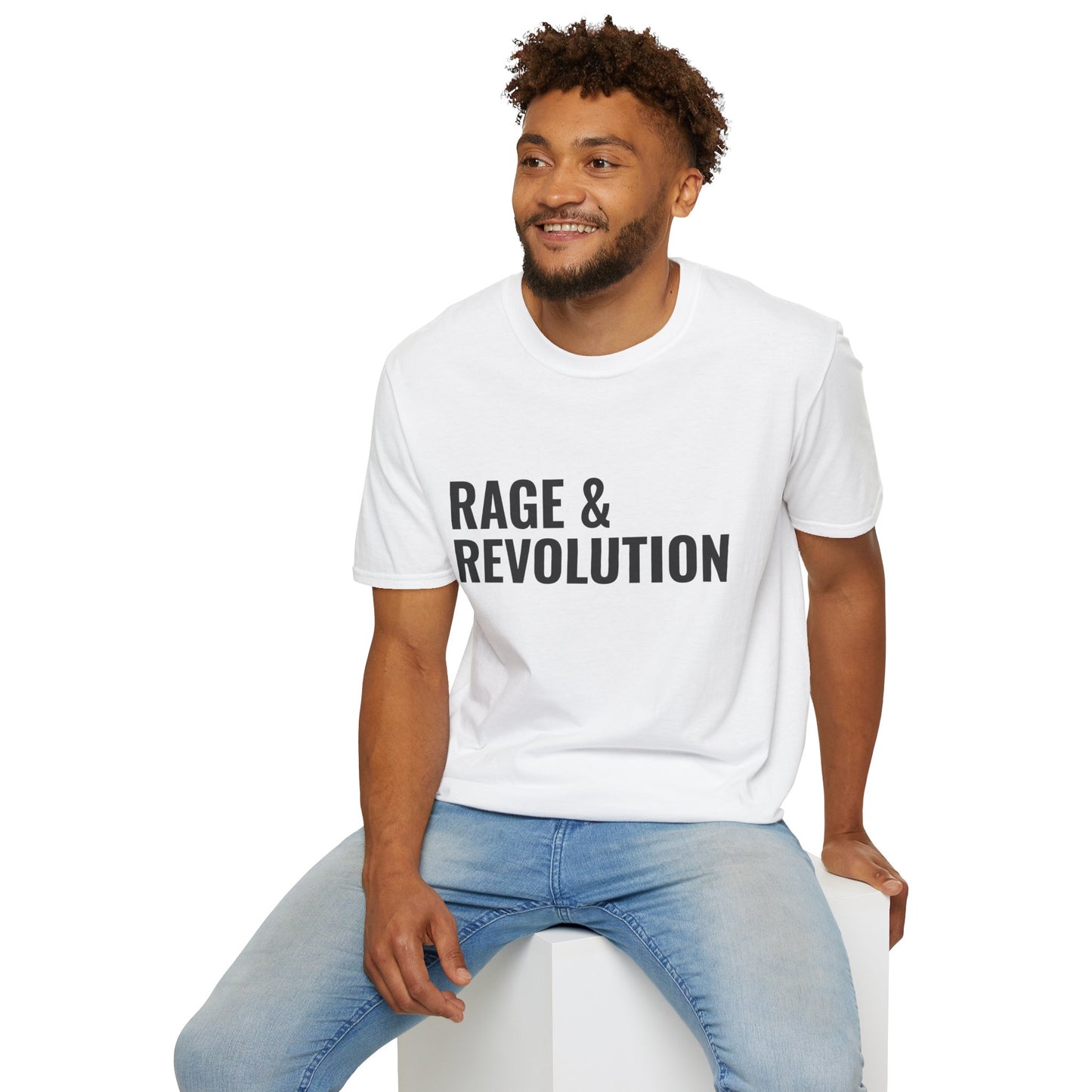Rage & Revolution T-Shirt — Bold Political Slogan Tee with Coup d'Etat Back Accent