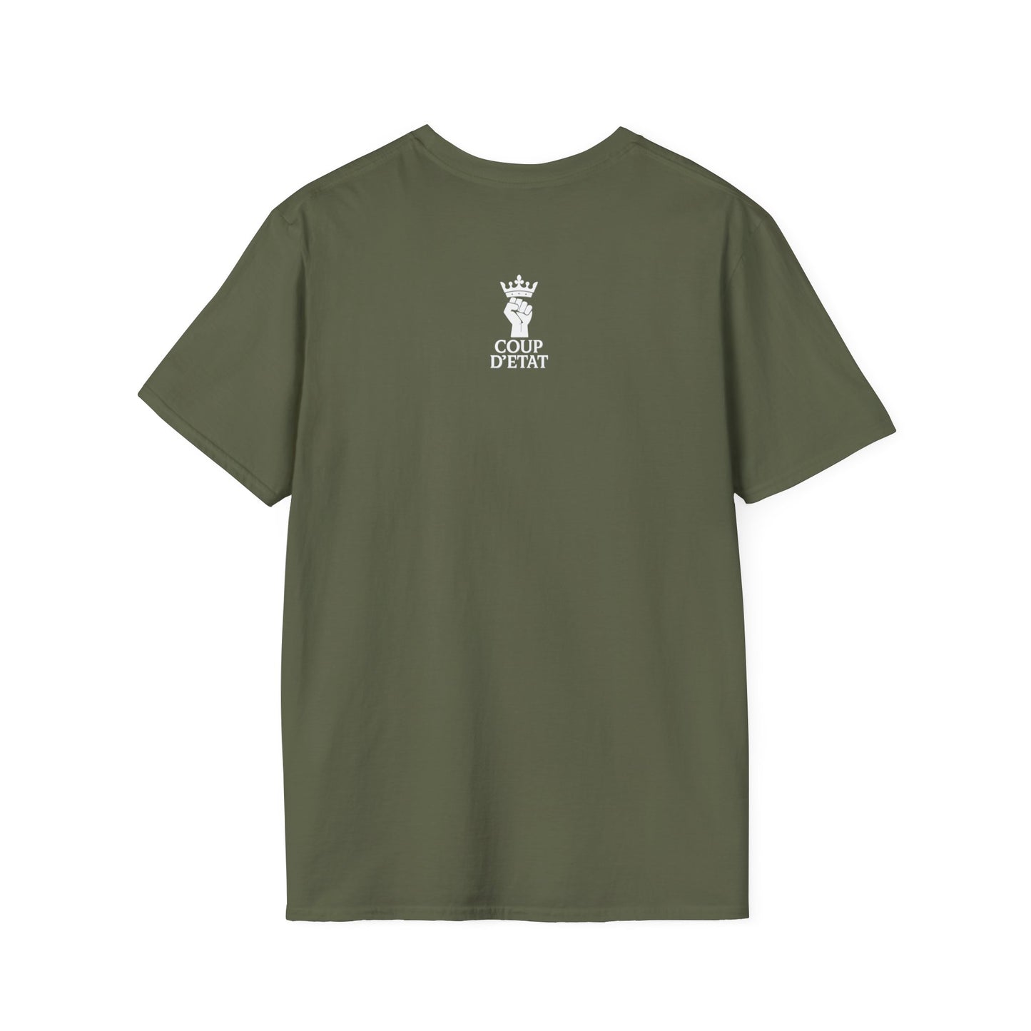 Rage & Revolution T-Shirt — Bold Political Slogan Tee with Coup d'Etat Back Accent