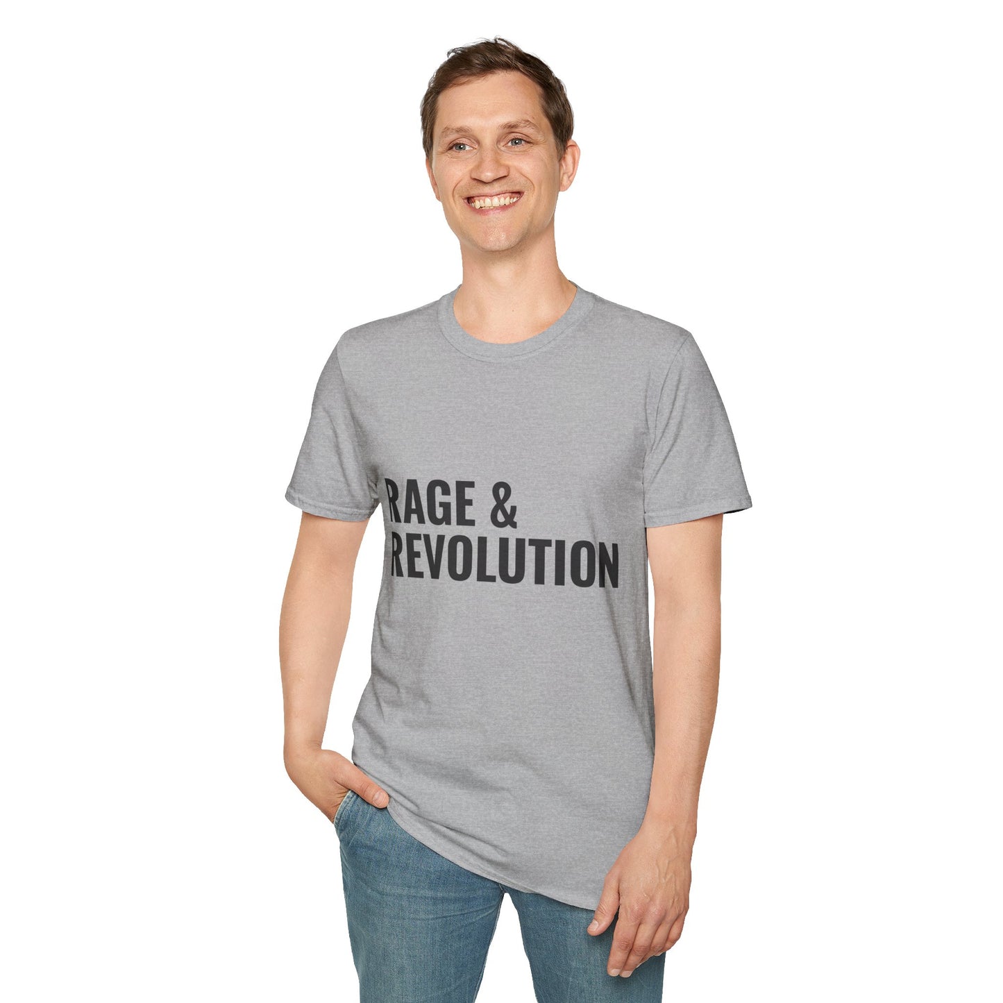 Rage & Revolution T-Shirt — Bold Political Slogan Tee with Coup d'Etat Back Accent