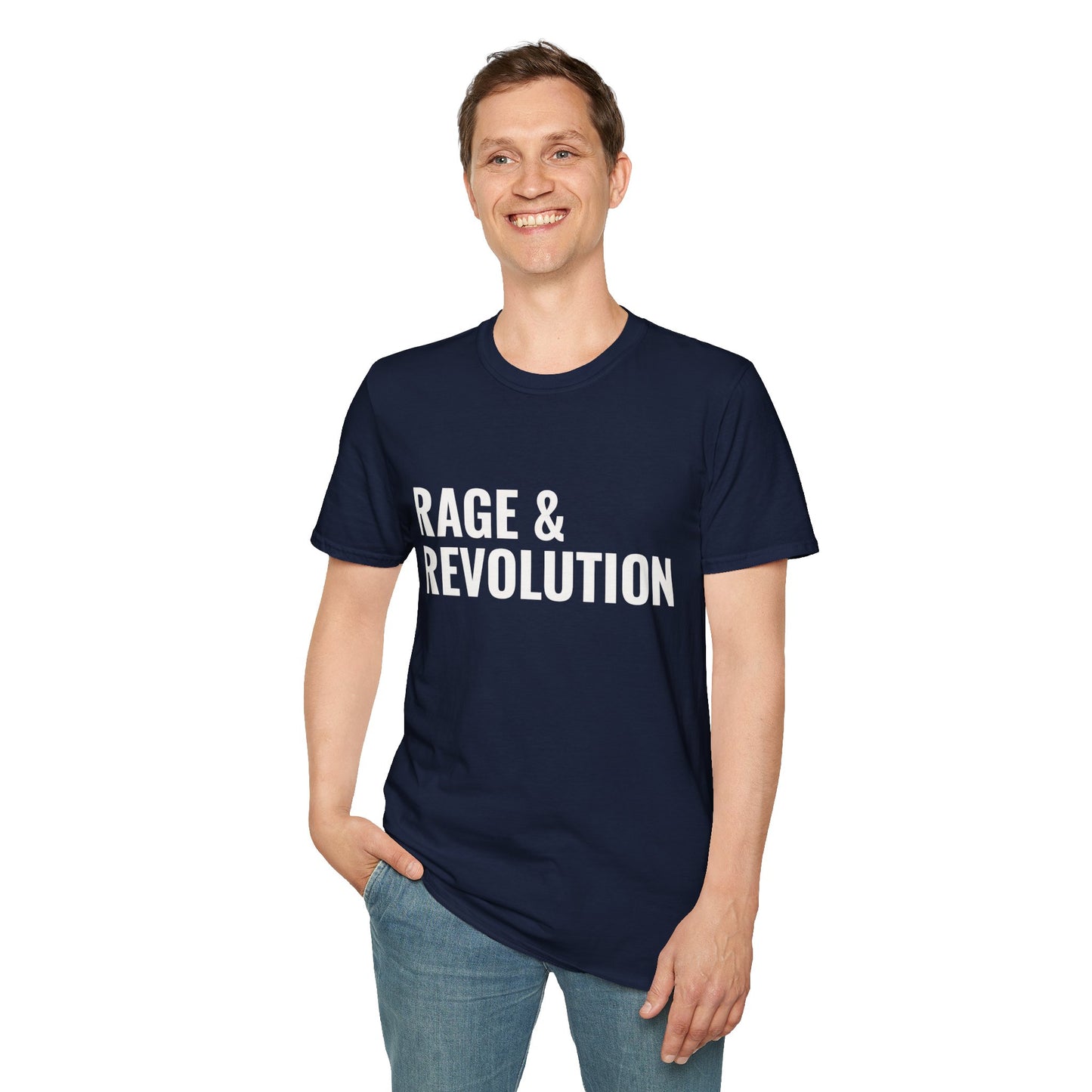 Rage & Revolution T-Shirt — Bold Political Slogan Tee with Coup d'Etat Back Accent