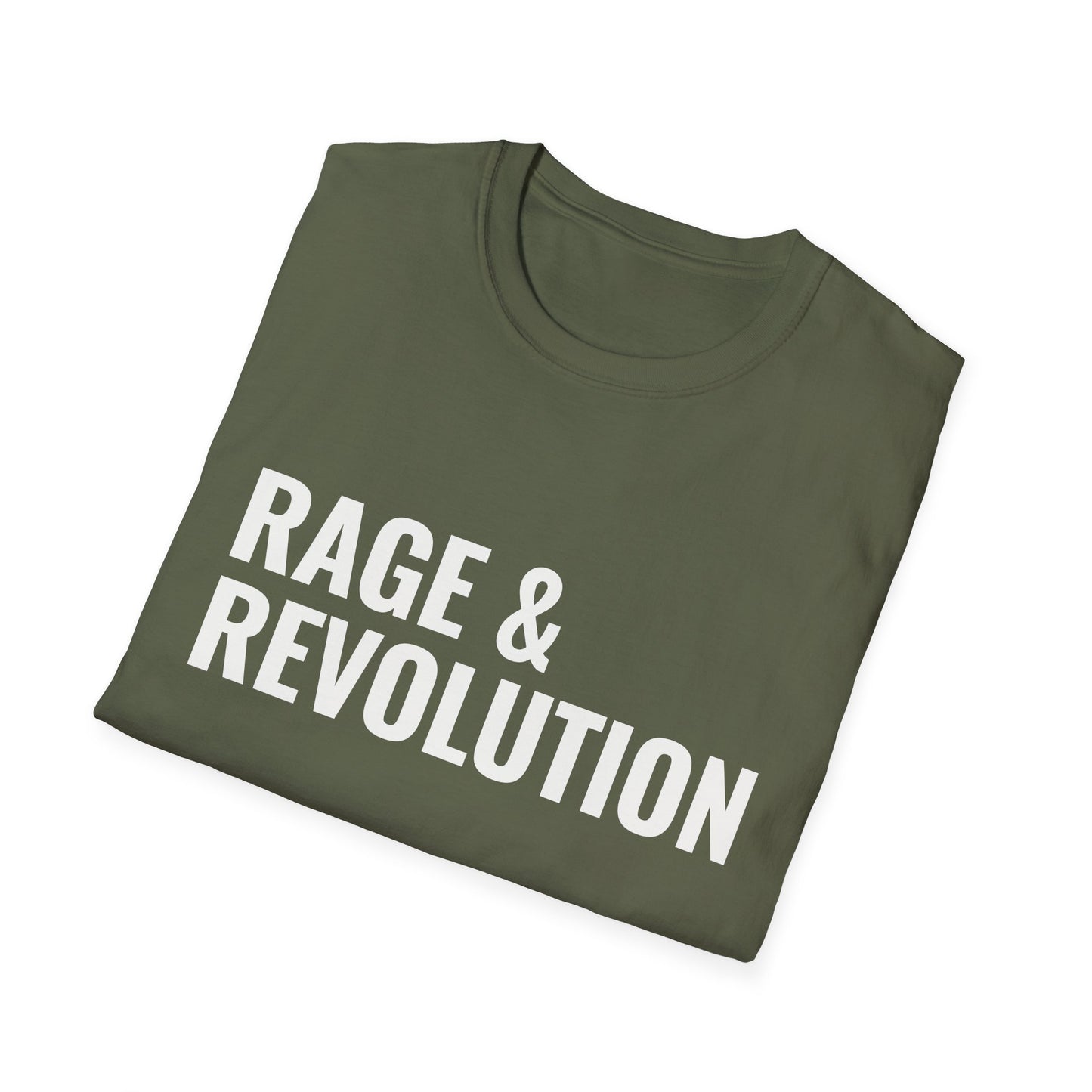 Rage & Revolution T-Shirt — Bold Political Slogan Tee with Coup d'Etat Back Accent
