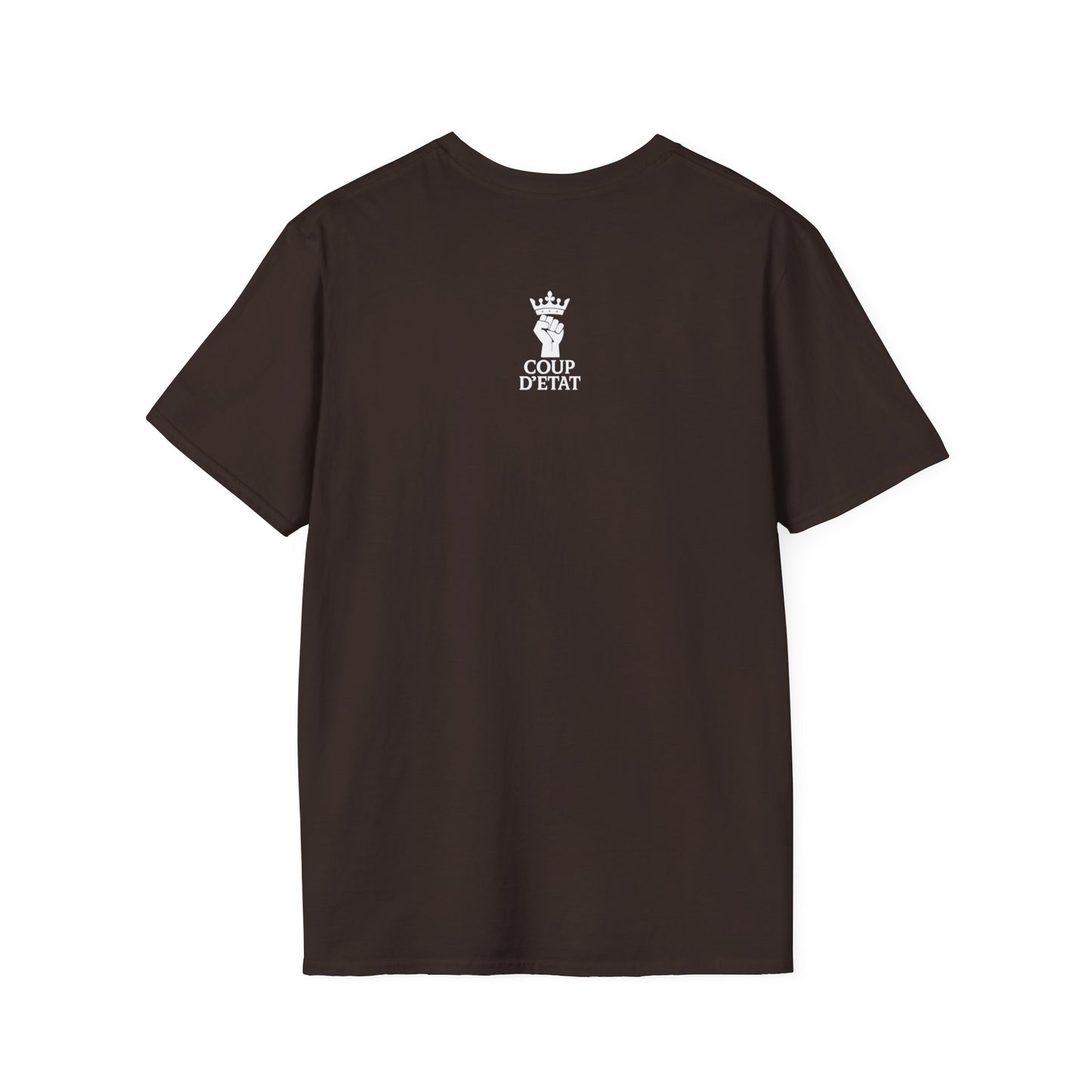 Rage & Revolution T-Shirt — Bold Political Slogan Tee with Coup d'Etat Back Accent