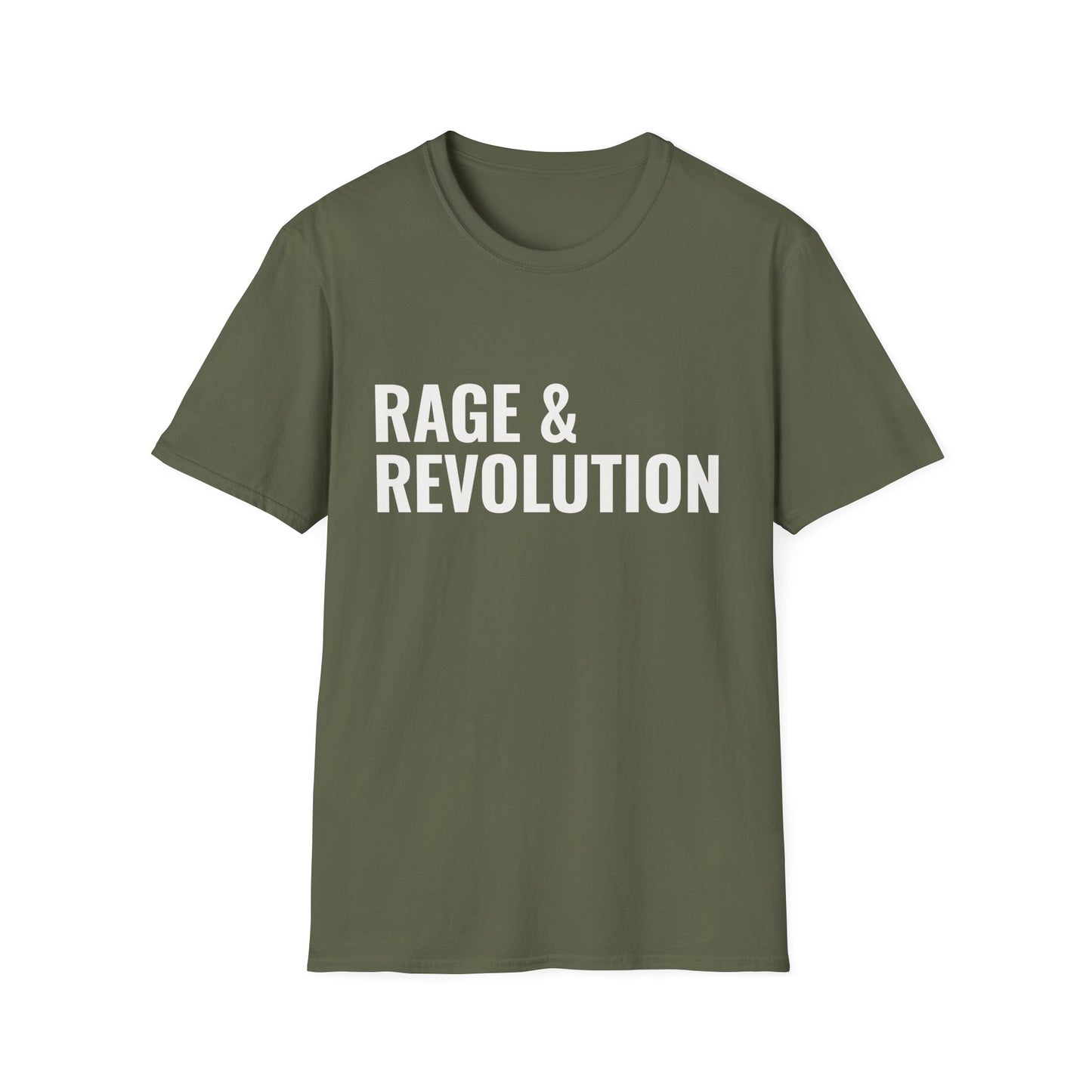 Rage & Revolution T-Shirt — Bold Political Slogan Tee with Coup d'Etat Back Accent