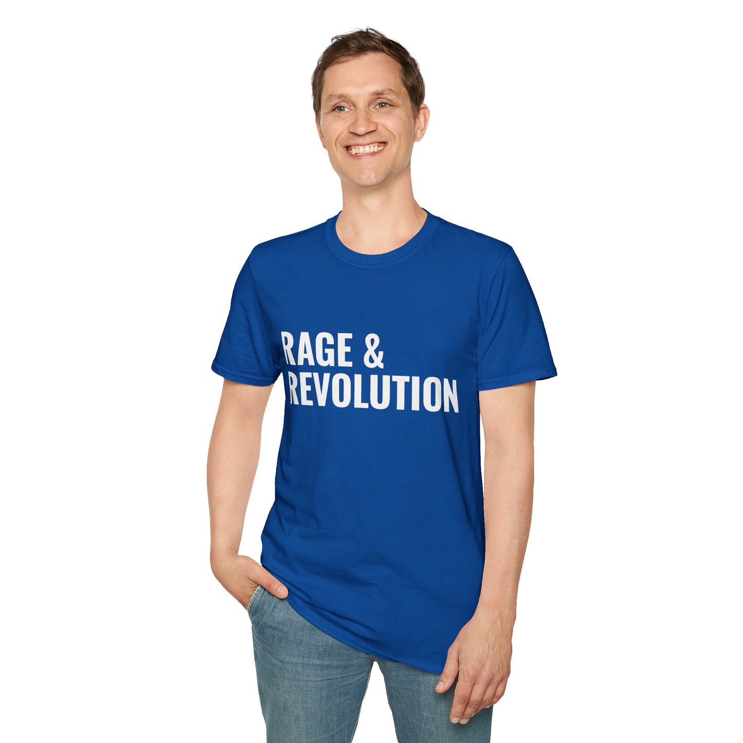 Rage & Revolution T-Shirt — Bold Political Slogan Tee with Coup d'Etat Back Accent