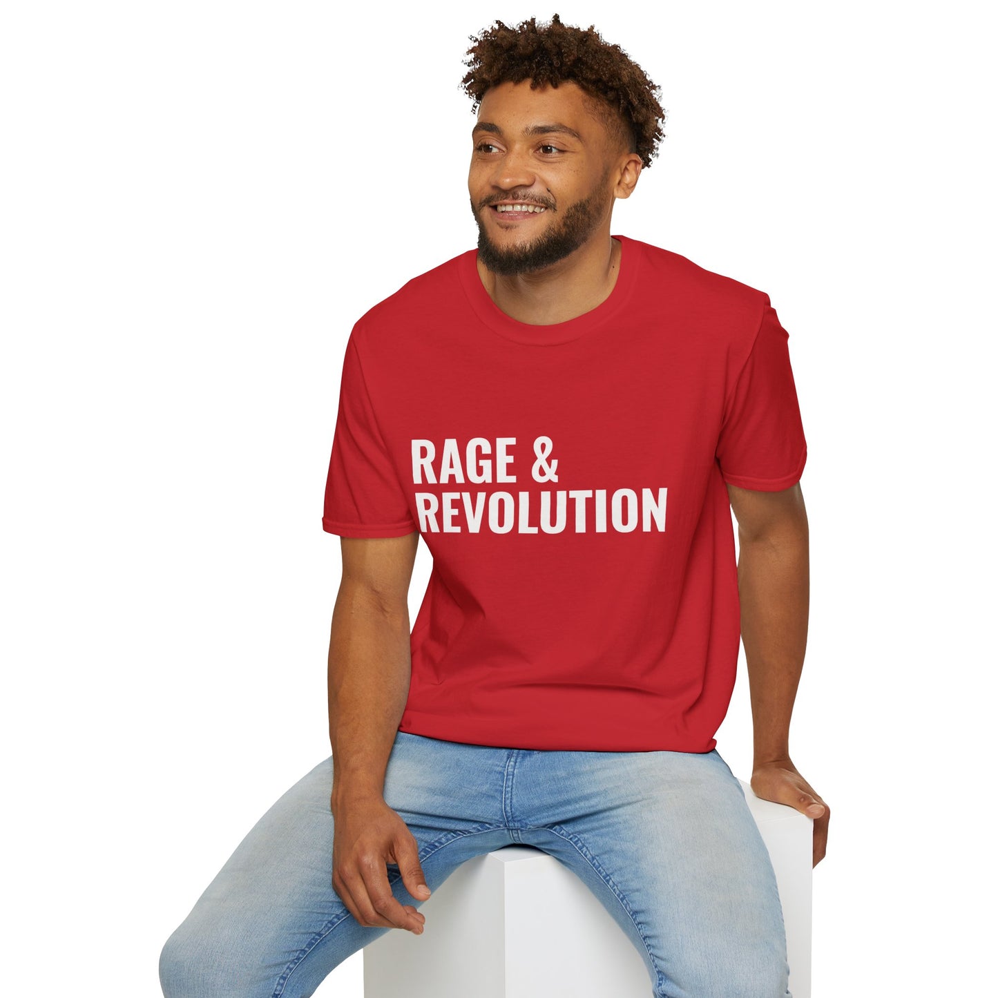 Rage & Revolution T-Shirt — Bold Political Slogan Tee with Coup d'Etat Back Accent