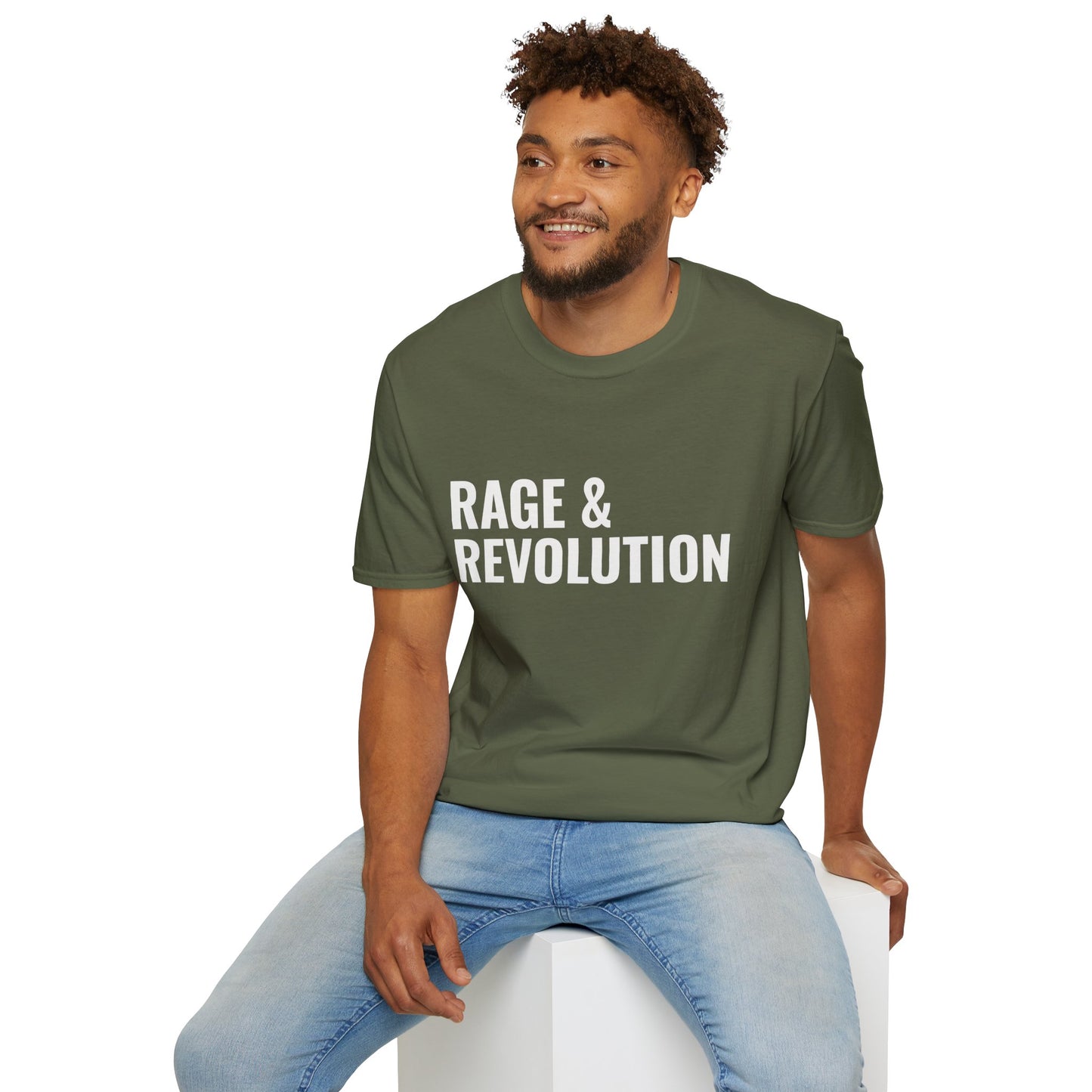 Rage & Revolution T-Shirt — Bold Political Slogan Tee with Coup d'Etat Back Accent