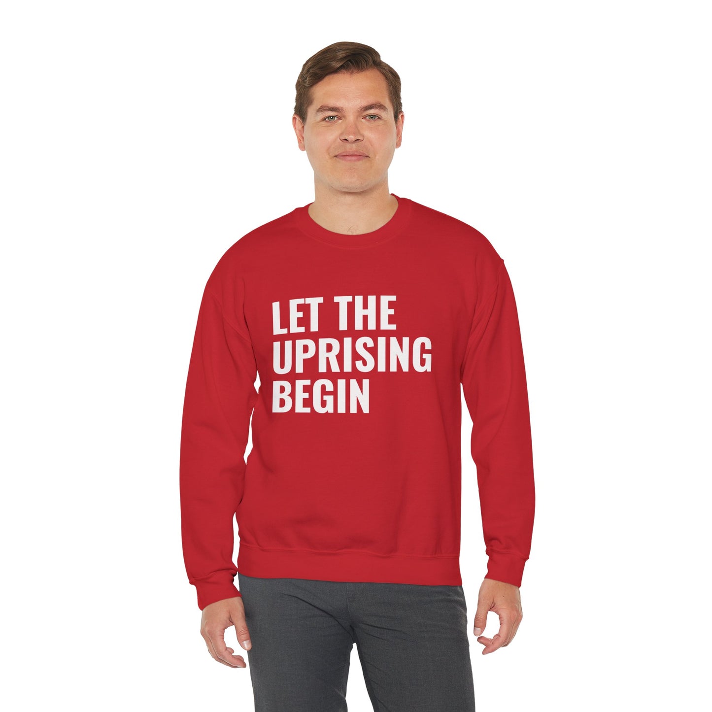 Let The Uprising Begin Sweatshirt - Graphic Crewneck with 'Coup D'État' Back Print