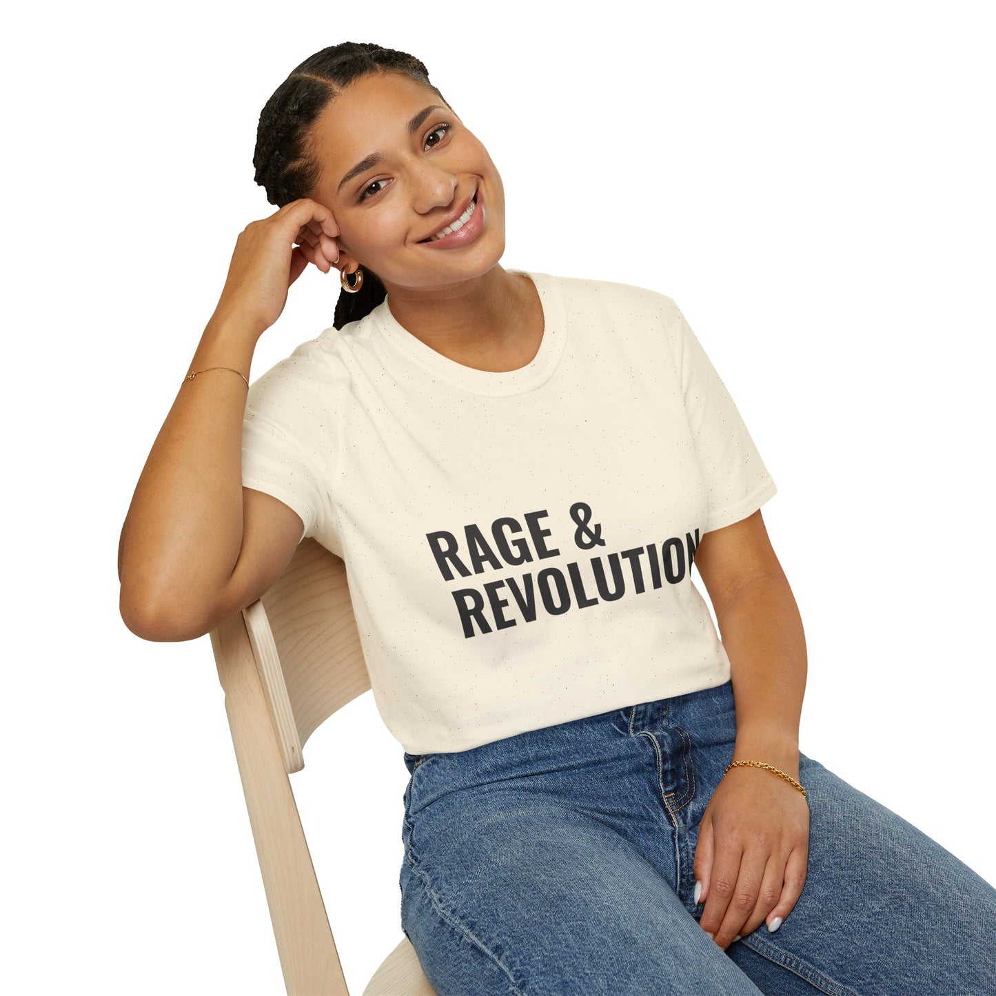 Rage & Revolution T-Shirt — Bold Political Slogan Tee with Coup d'Etat Back Accent