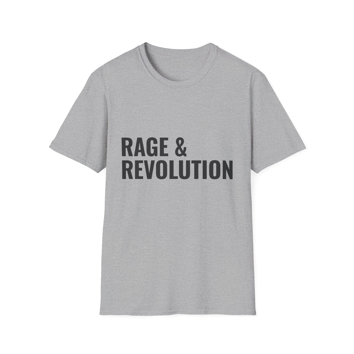 Rage & Revolution T-Shirt — Bold Political Slogan Tee with Coup d'Etat Back Accent