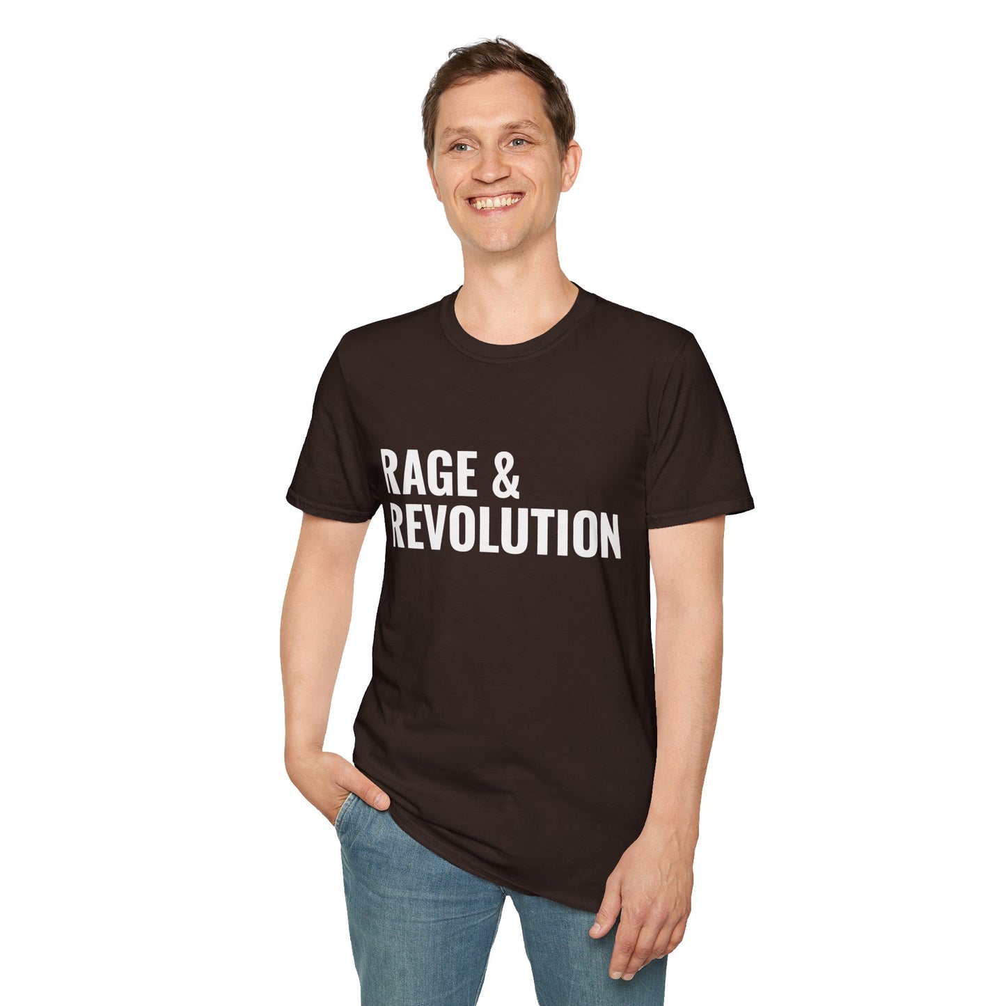 Rage & Revolution T-Shirt — Bold Political Slogan Tee with Coup d'Etat Back Accent