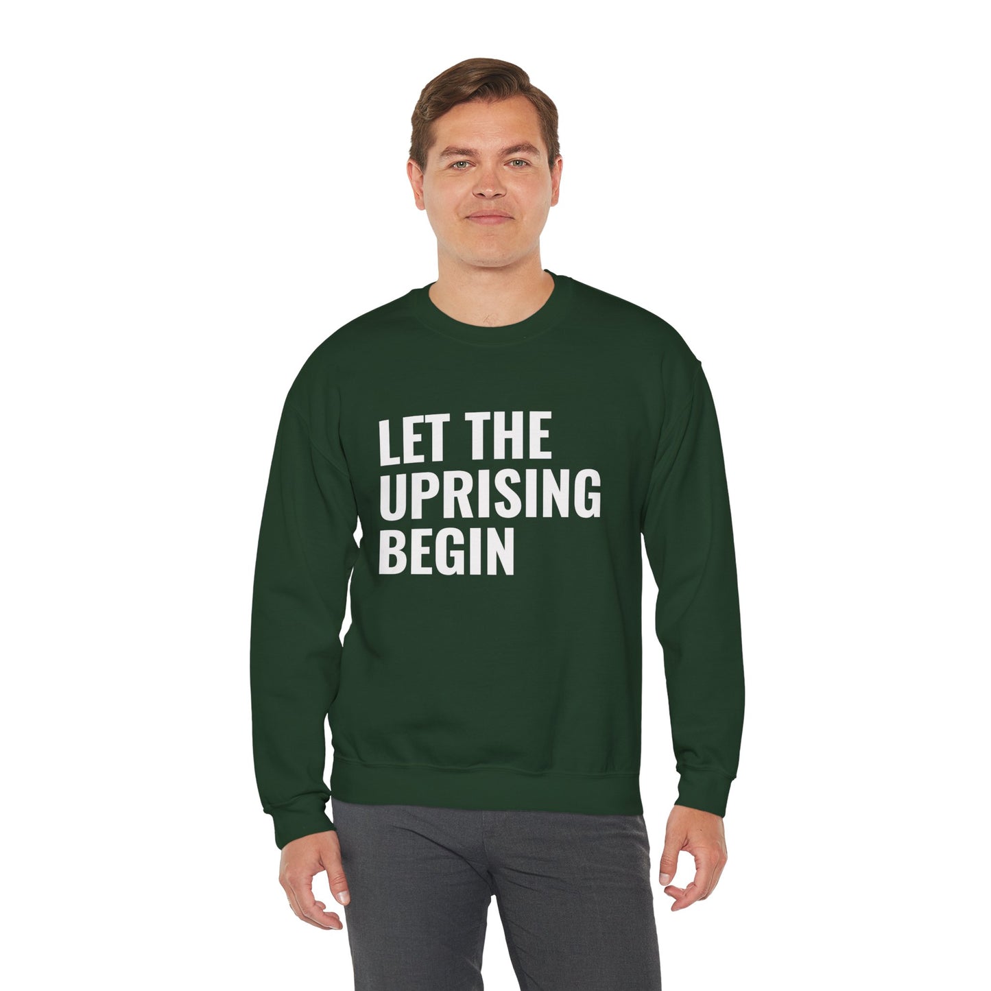 Let The Uprising Begin Sweatshirt - Graphic Crewneck with 'Coup D'État' Back Print
