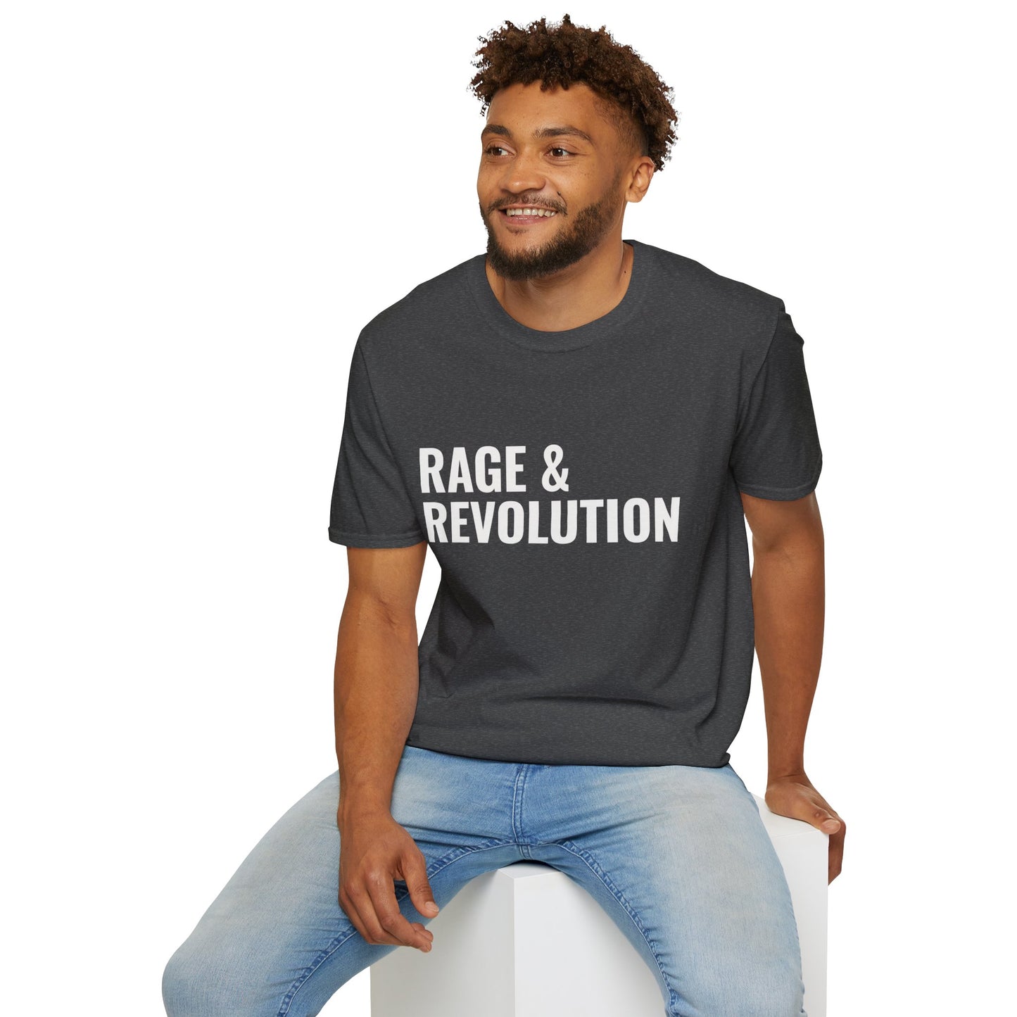 Rage & Revolution T-Shirt — Bold Political Slogan Tee with Coup d'Etat Back Accent