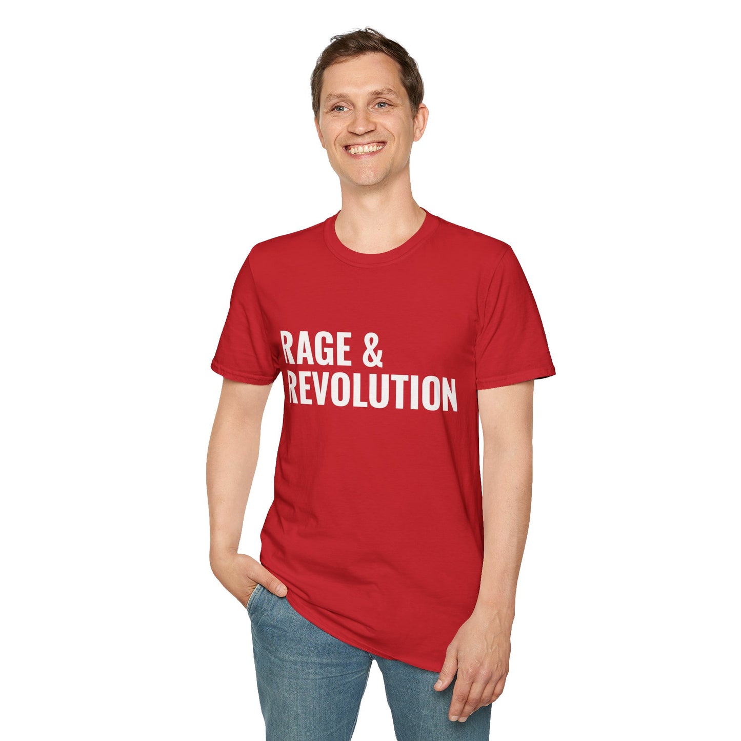 Rage & Revolution T-Shirt — Bold Political Slogan Tee with Coup d'Etat Back Accent