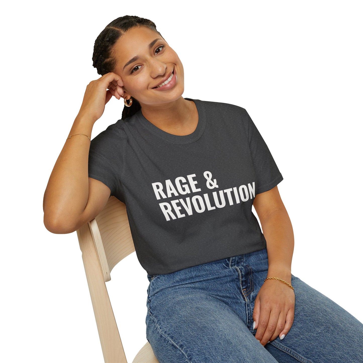 Rage & Revolution T-Shirt — Bold Political Slogan Tee with Coup d'Etat Back Accent