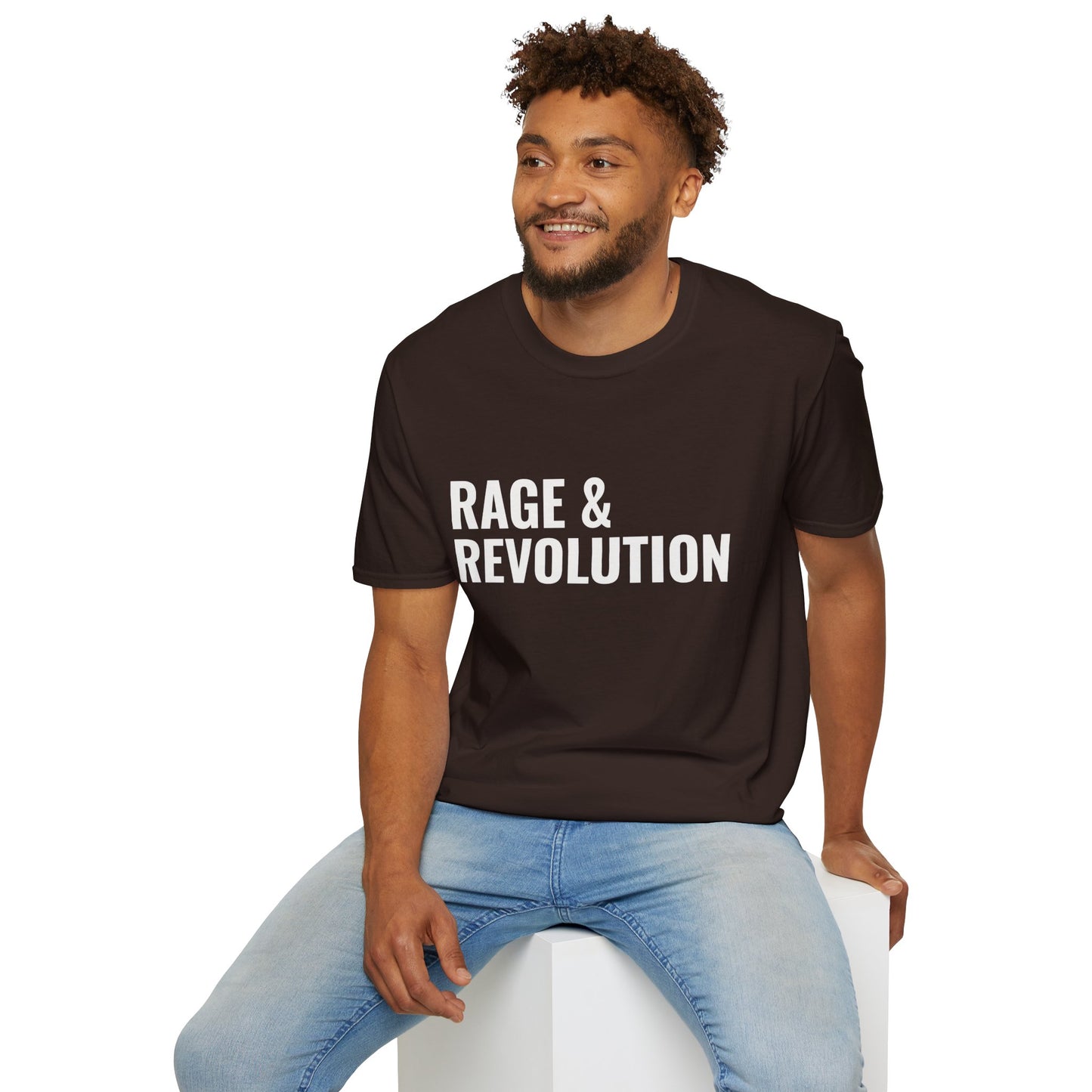 Rage & Revolution T-Shirt — Bold Political Slogan Tee with Coup d'Etat Back Accent
