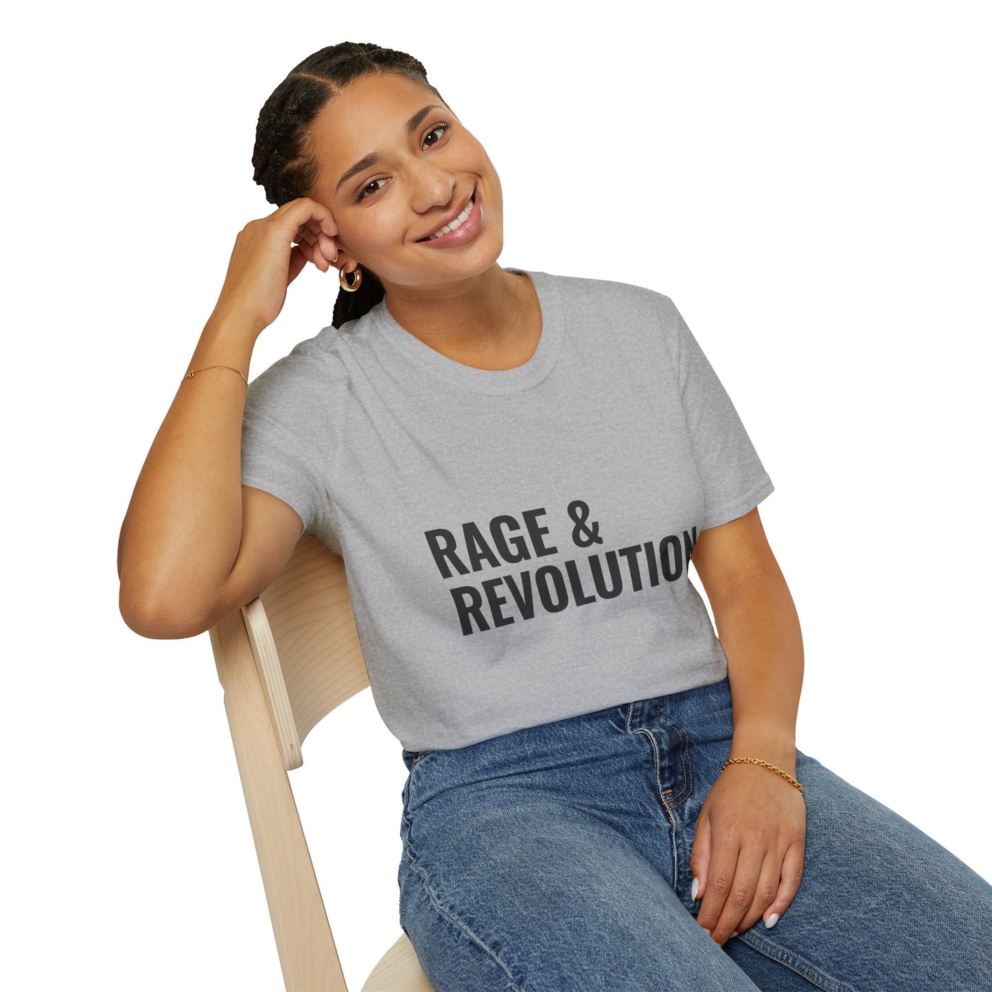 Rage & Revolution T-Shirt — Bold Political Slogan Tee with Coup d'Etat Back Accent