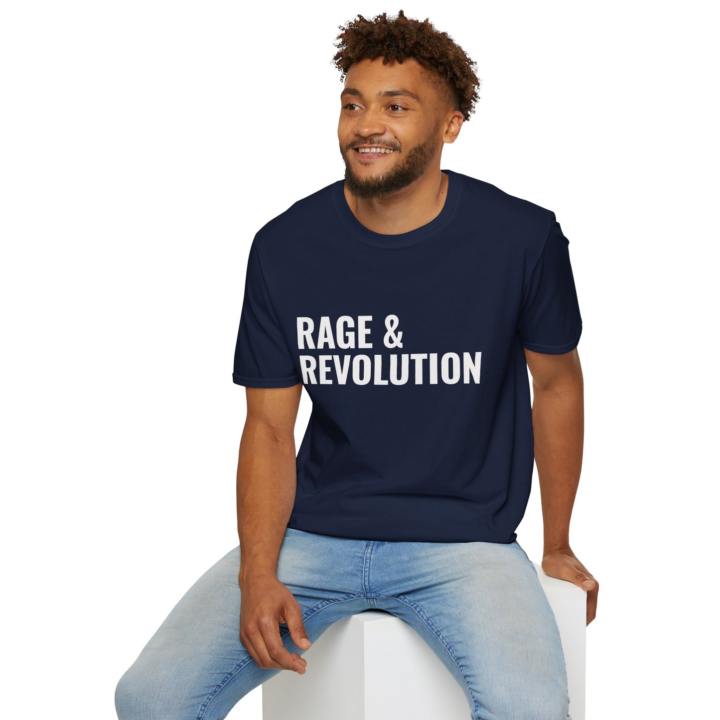 Rage & Revolution T-Shirt — Bold Political Slogan Tee with Coup d'Etat Back Accent