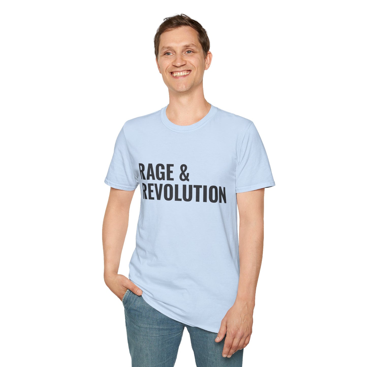 Rage & Revolution T-Shirt — Bold Political Slogan Tee with Coup d'Etat Back Accent