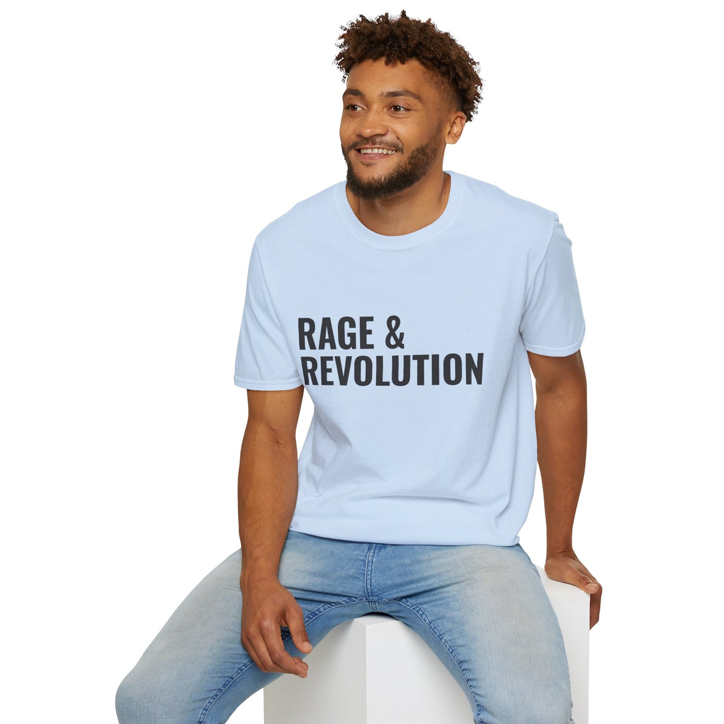 Rage & Revolution T-Shirt — Bold Political Slogan Tee with Coup d'Etat Back Accent