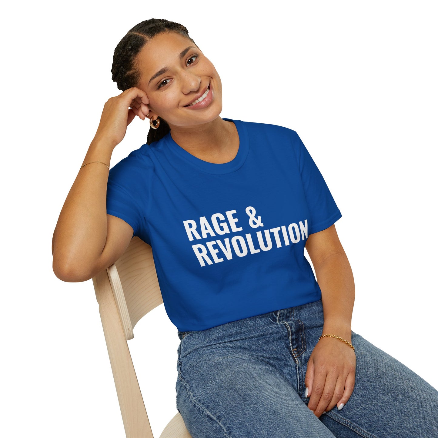 Rage & Revolution T-Shirt — Bold Political Slogan Tee with Coup d'Etat Back Accent