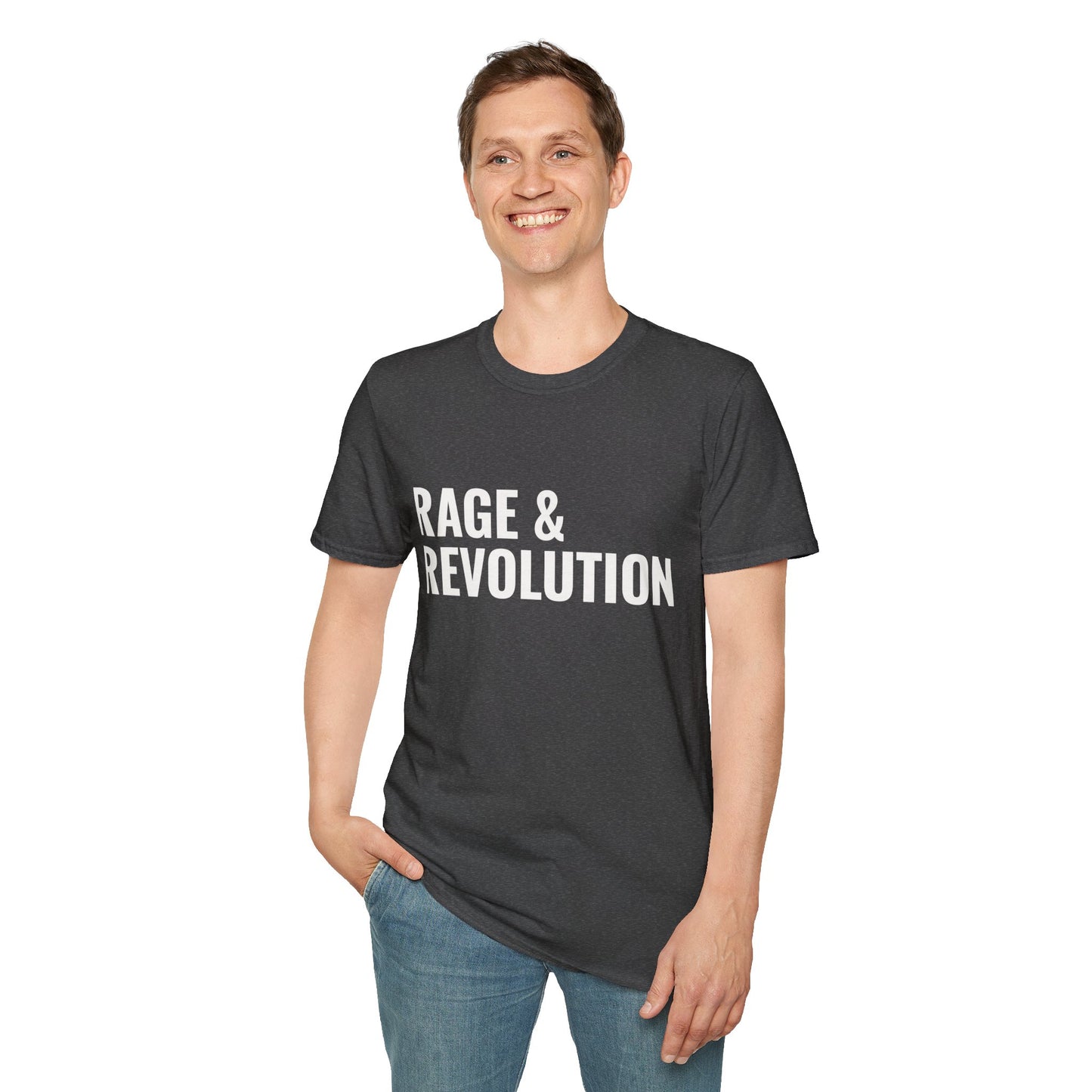 Rage & Revolution T-Shirt — Bold Political Slogan Tee with Coup d'Etat Back Accent