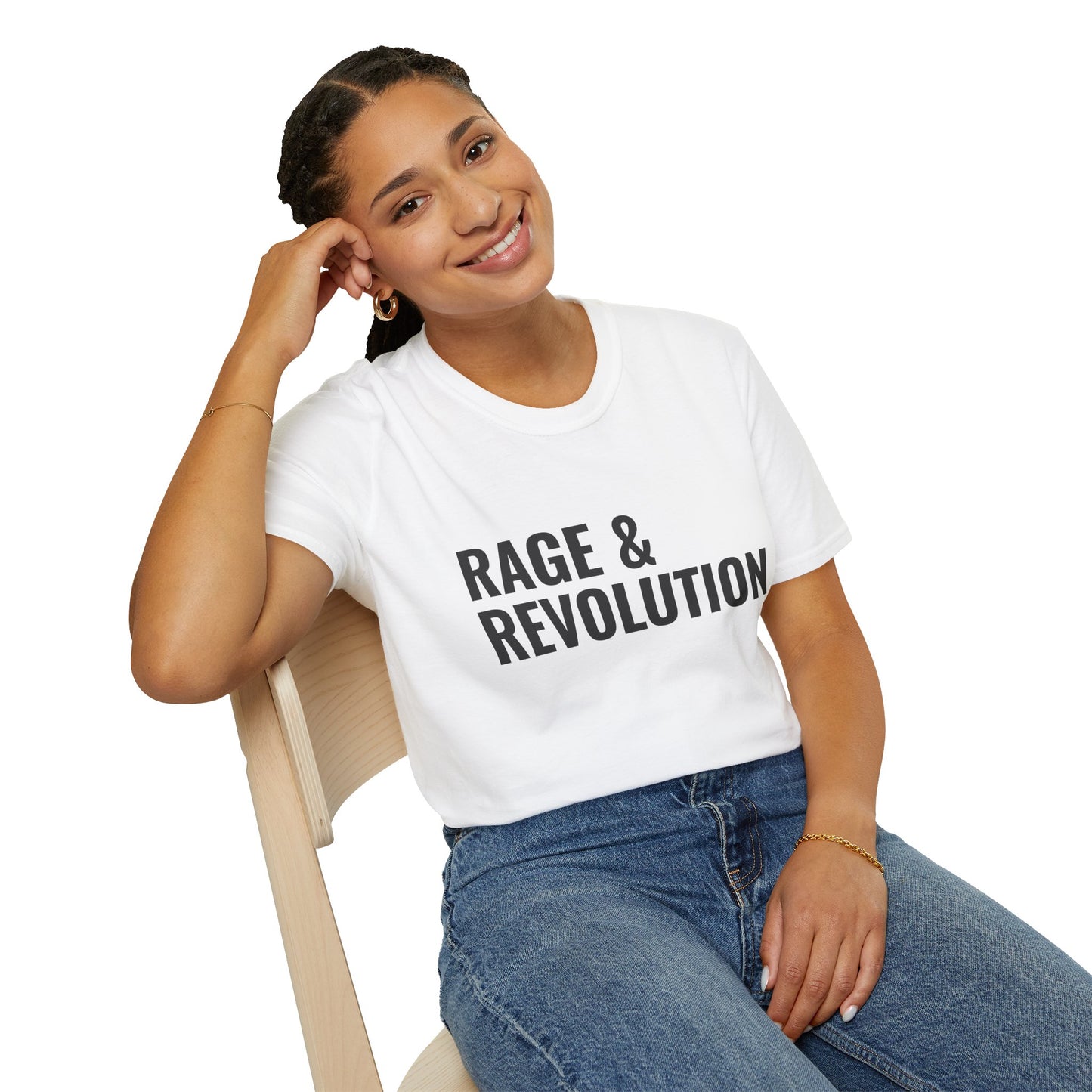 Rage & Revolution T-Shirt — Bold Political Slogan Tee with Coup d'Etat Back Accent