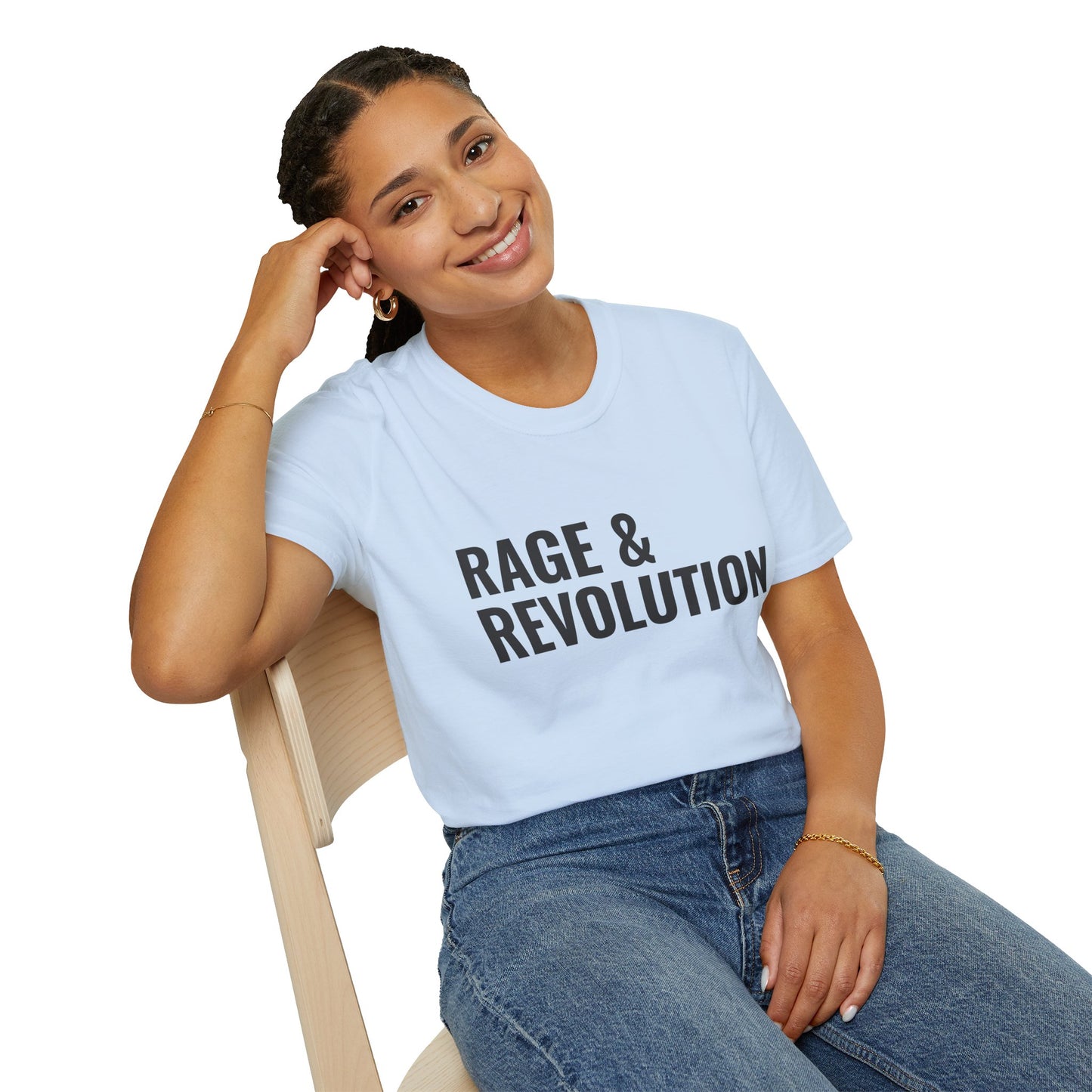 Rage & Revolution T-Shirt — Bold Political Slogan Tee with Coup d'Etat Back Accent